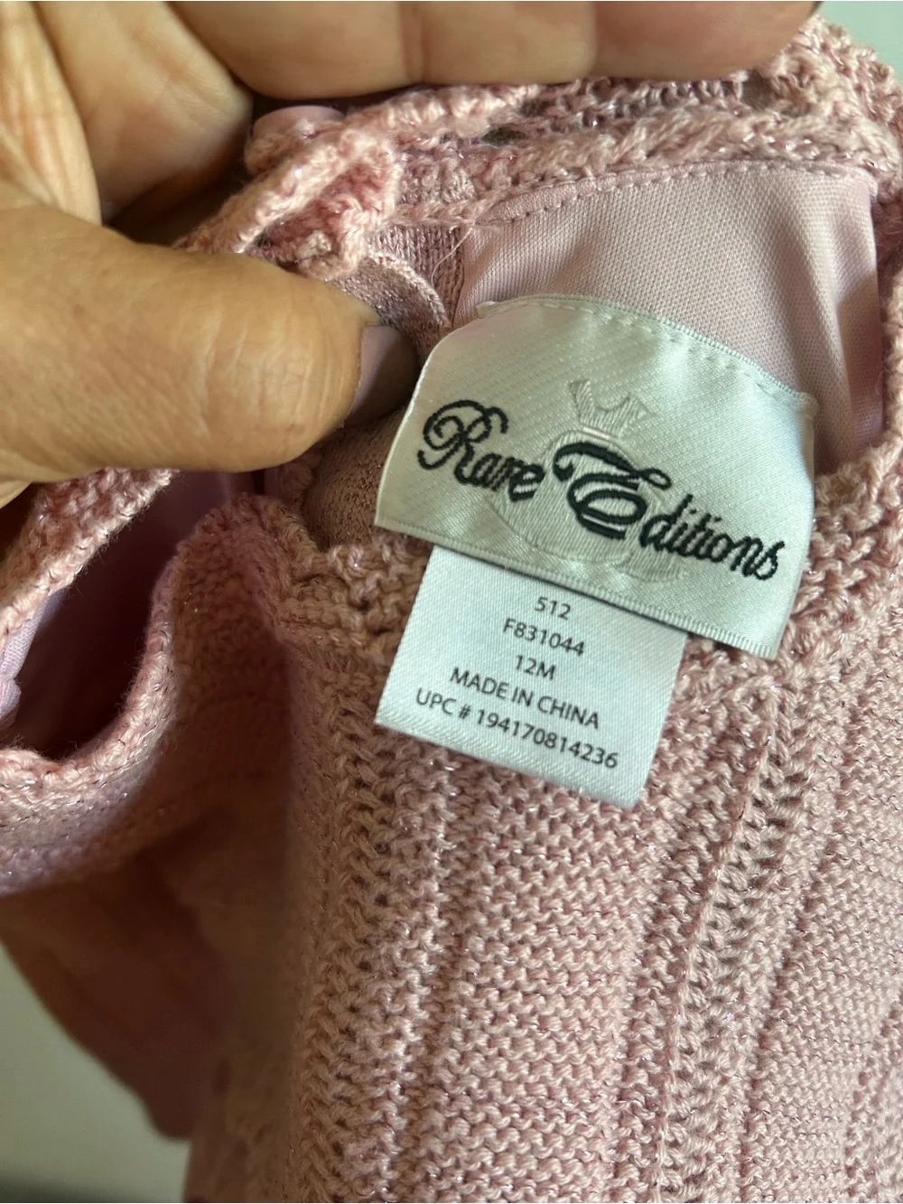Rare Editions Pink Knit Baby Dress Set